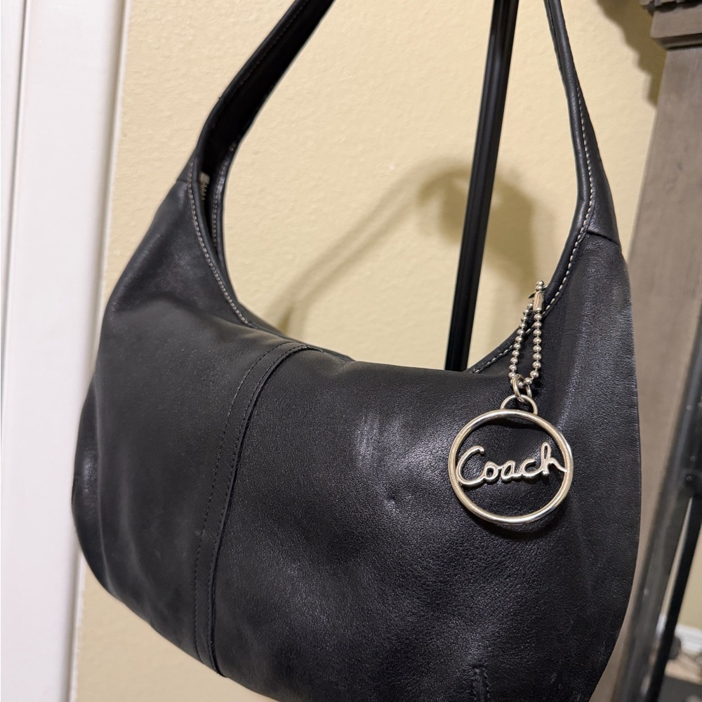Vintage Coach Black Leather Hobo Bag with Silver Accent✨Priced to sell! - Picture 3 of 13